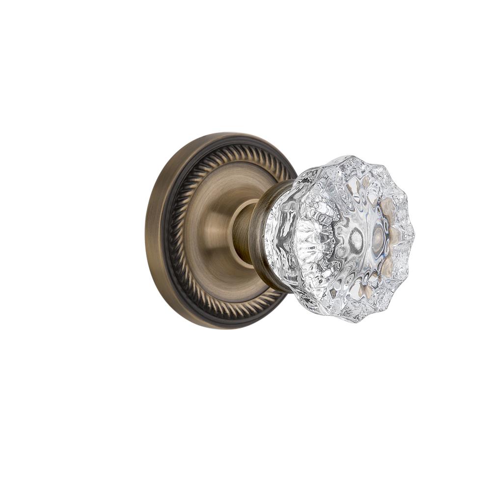 Nostalgic Warehouse ROPCRY Privacy Knob Rope rosette with Crystal Knob in Antique Brass